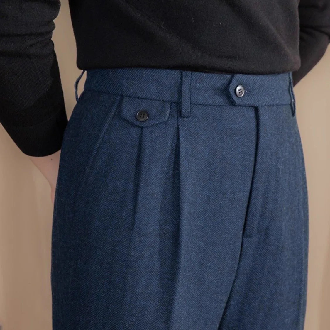 Marco Herringbone Wool Pants