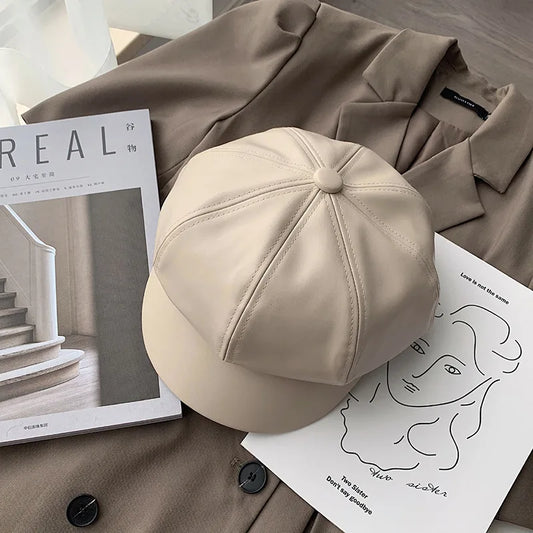 Noelle Leather Beret