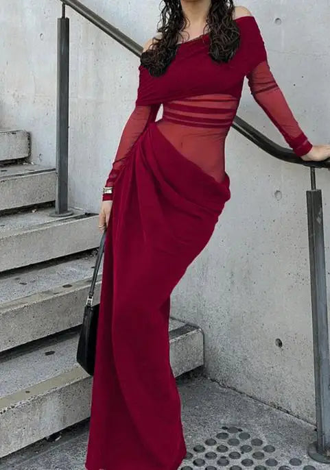 Selene Mesh Off-Shoulder Dress