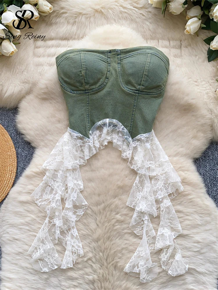 Lila Lace Denim Top