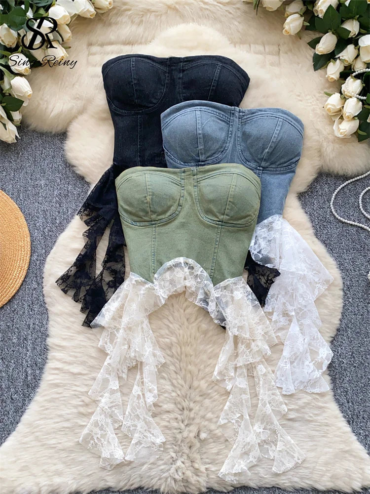 Lila Lace Denim Top