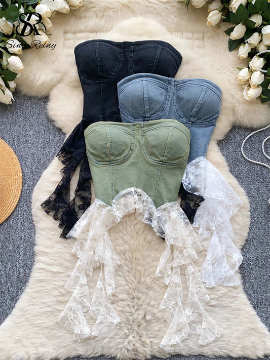 Lila Lace Denim Top