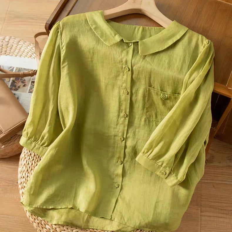 Noelle Linen Doll Collar Shirt