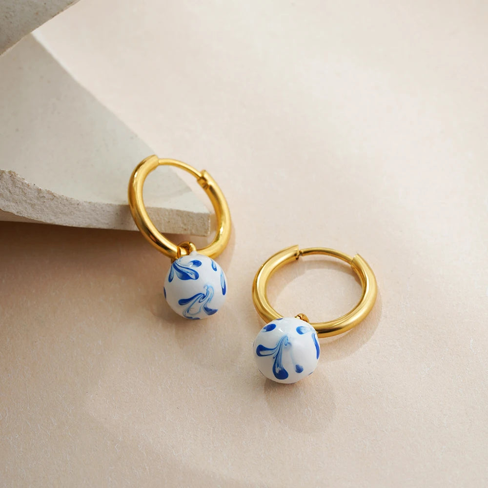 Celine Enamel Hoop Earrings