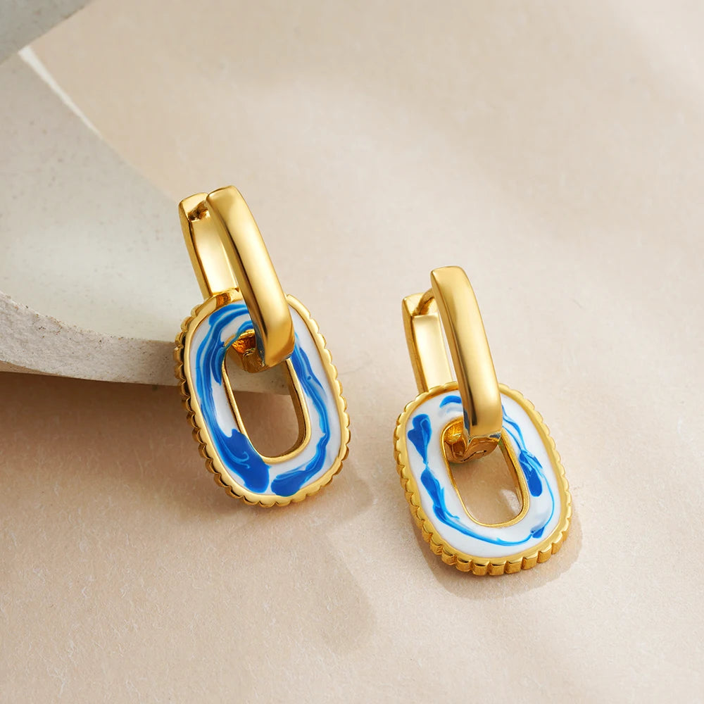 Celine Enamel Hoop Earrings