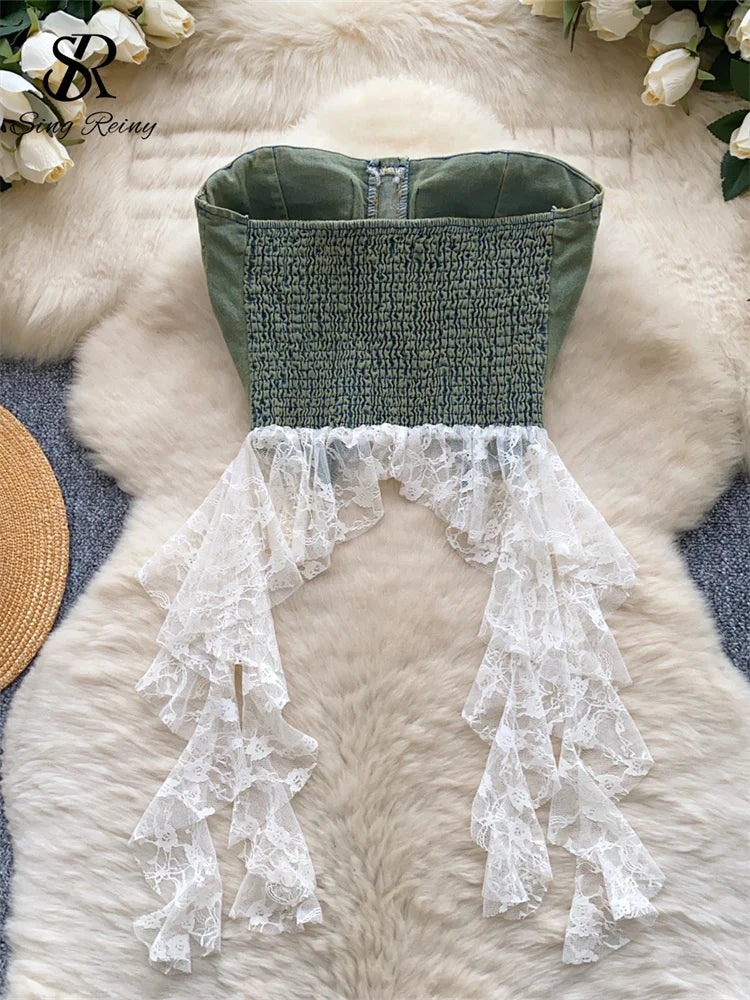 Lila Lace Denim Top